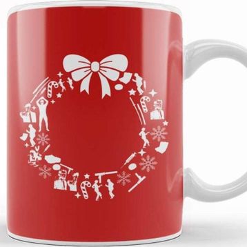 Baskı Dükkanı Pulp Fiction Christmas Wreath Pattern Kupa