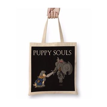 Baskı Dükkanı Puppy Souls Bez Uzun Saplı Krem Rengi Çanta