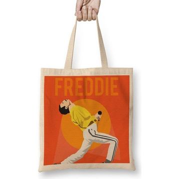Baskı Dükkanı Queen Freddie Mercury 013 Bez Uzun Saplı Krem Rengi Çanta