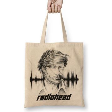 Baskı Dükkanı Radiohead Bez Uzun Saplı Krem Rengi Çanta