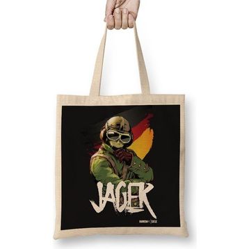 Baskı Dükkanı Rainbow Six Jager Bez Uzun Saplı Krem Rengi Çanta