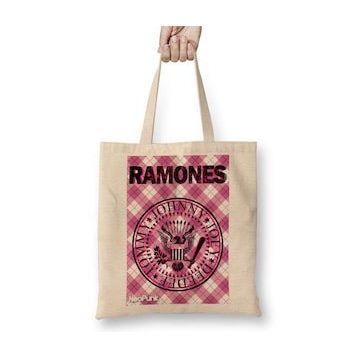Baskı Dükkanı Ramones Pink By Neopunk Bez Uzun Saplı Krem Rengi Çanta