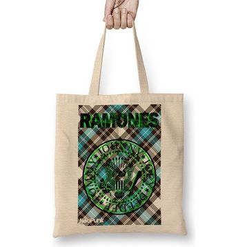Baskı Dükkanı Ramones Verde By Neopunk Bez Uzun Saplı Krem Rengi Çanta