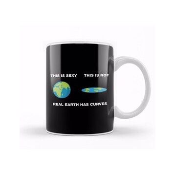 Baskı Dükkanı Real Earth Has Curves Flat Earth Kupa