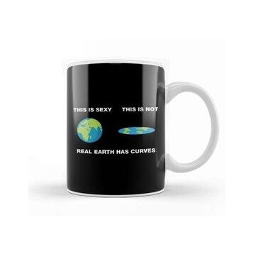 Baskı Dükkanı Real Earth Has Curves Flat Earth Kupa