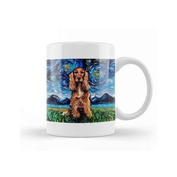 Baskı Dükkanı Red Cocker Spaniel Starry Night Kupa