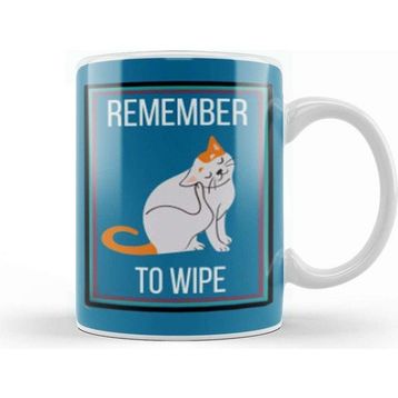 Baskı Dükkanı Remember To Wıpe Cat Kupa