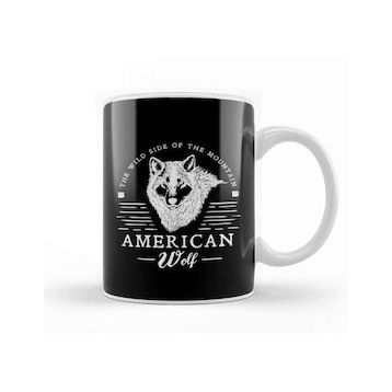 Baskı Dükkanı Retro Animal American Wolf White Kupa