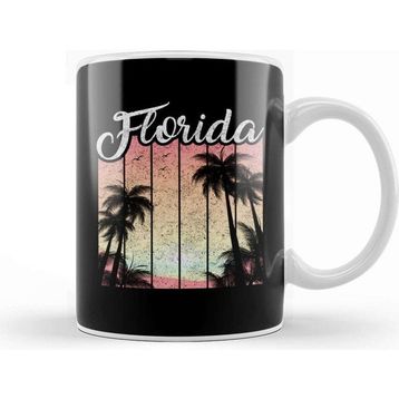 Baskı Dükkanı Retro Florida Is Calling Silhouette Vacation Kupa