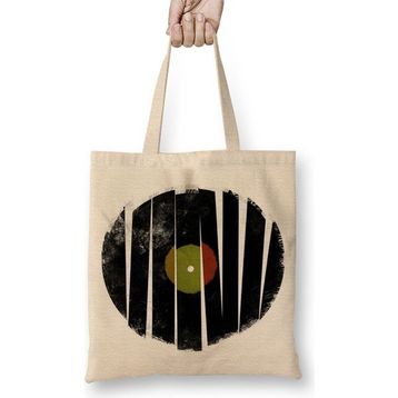 Baskı Dükkanı Retro Müzik Plak Bez Çanta
