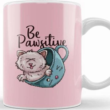 Baskı Dükkanı Retro Pixel Cat Be Pawsitive Kupa