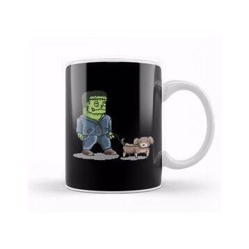 Baskı Dükkanı Retro Pixel Frankenstein Dog Walker Kupa