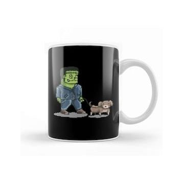 Baskı Dükkanı Retro Pixel Frankenstein Dog Walker Kupa
