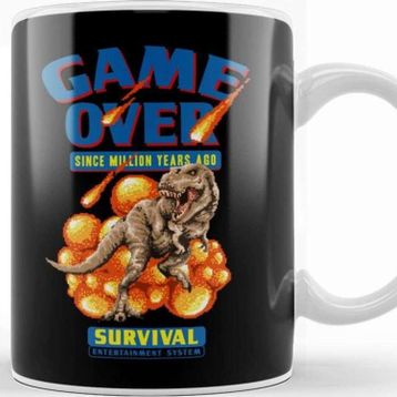 Baskı Dükkanı Retro Pixel Game Over Dinosaur Survival Kupa