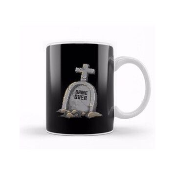 Baskı Dükkanı Retro Pixel Game Over Gravestone Kupa