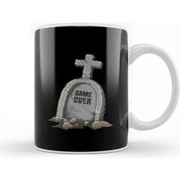 Baskı Dükkanı Retro Pixel Game Over Gravestone Kupa