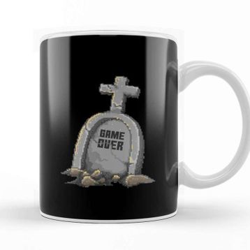 Baskı Dükkanı Retro Pixel Game Over Gravestone Kupa