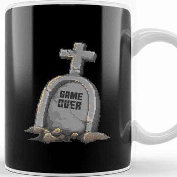 Baskı Dükkanı Retro Pixel Game Over Gravestone Kupa