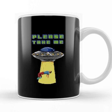 Baskı Dükkanı Retro Pixel Please Take Me Alien Abduction Kupa