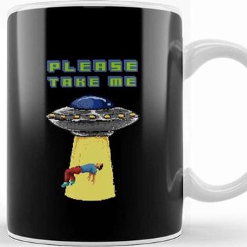 Baskı Dükkanı Retro Pixel Please Take Me Alien Abduction Kupa