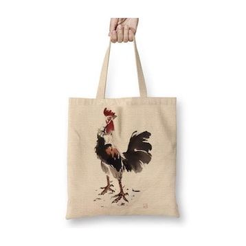 Baskı Dükkanı Rooster Stare Horoz Bez Çanta
