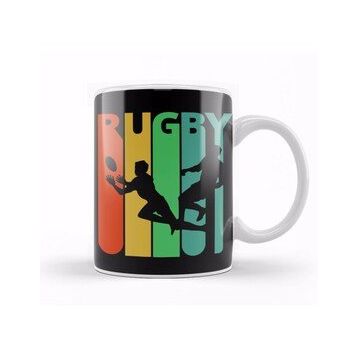 Baskı Dükkanı Rugby Silhouette Retro Design Kupa