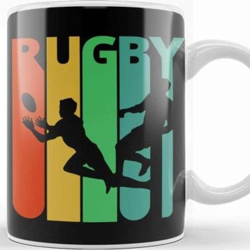 Baskı Dükkanı Rugby Silhouette Retro Design Kupa