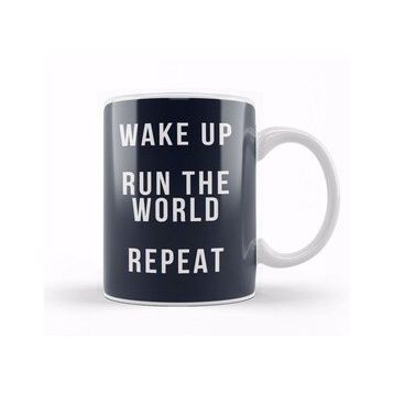 Baskı Dükkanı Running Wake Up Run The World Repeat Kupa