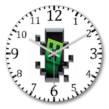 Baskı Dükkanı S3094 Creeper Minecraft Bombeli Gerçek Cam Duvar Saati