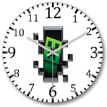 Baskı Dükkanı S3094 Creeper Minecraft Bombeli Gerçek Cam Duvar Saati