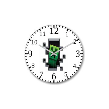 Baskı Dükkanı S3094 Creeper Minecraft Bombeli Gerçek Cam Duvar Saati