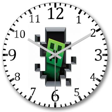 Baskı Dükkanı S3094 Creeper Minecraft Bombeli Gerçek Cam Duvar Saati