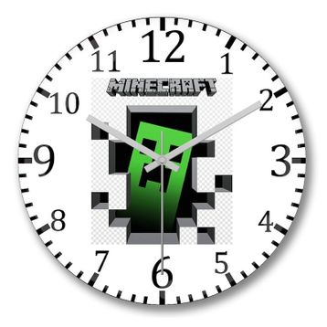Baskı Dükkanı S3094 Creeper Minecraft Bombeli Gerçek Cam Duvar Saati