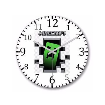 Baskı Dükkanı S3094 Creeper Minecraft Bombeli Gerçek Cam Duvar Saati