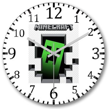Baskı Dükkanı S3094 Creeper Minecraft Bombeli Gerçek Cam Duvar Saati
