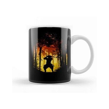 Baskı Dükkanı Samurai Ronin Forest Sun Raise Vector Yellow Kupa