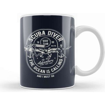 Baskı Dükkanı Scuba Diver Ocean Is Calling Kupa