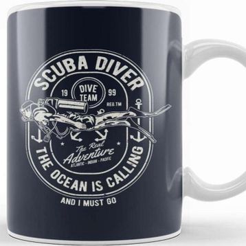 Baskı Dükkanı Scuba Diver Ocean Is Calling Kupa