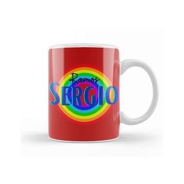 Baskı Dükkanı Sergio Ramos Vintage Retro Rainbow Style Kupa