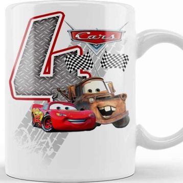 Baskı Dükkanı Şimşek Mcqueen 4 Dört Yaş Hediyesi Kupa