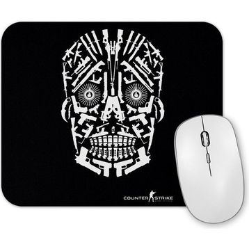 Baskı Dükkanı Skull Gun White Mouse Pad