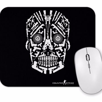 Baskı Dükkanı Skull Gun White Mouse Pad