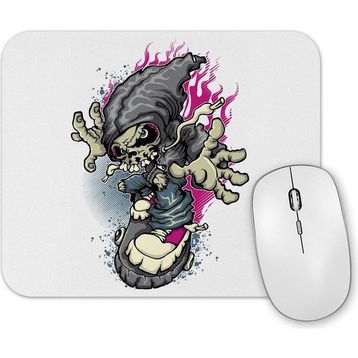 Baskı Dükkanı Skull On Skateboard Mouse Pad