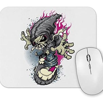 Baskı Dükkanı Skull On Skateboard Mouse Pad