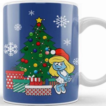 Baskı Dükkanı Smurfette Around The Christmas Tree Kupa