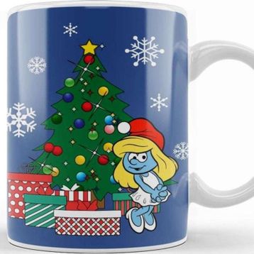 Baskı Dükkanı Smurfette Around The Christmas Tree Kupa