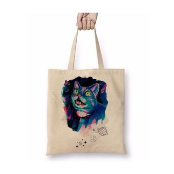 Baskı Dükkanı Space Cat Kedi Bez Çanta