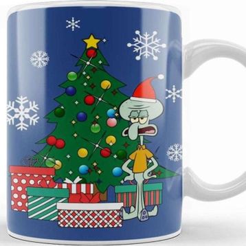 Baskı Dükkanı Squidward Tentacles Around The Christmas Tree Kupa