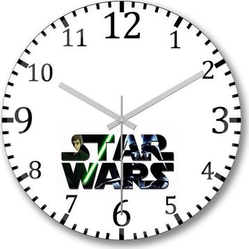 Baskı Dükkanı Star Wars Bombeli Gerçek Cam Duvar Saati
