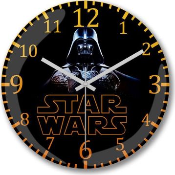 Baskı Dükkanı Star Wars Bombeli Gerçek Cam Duvar Saati